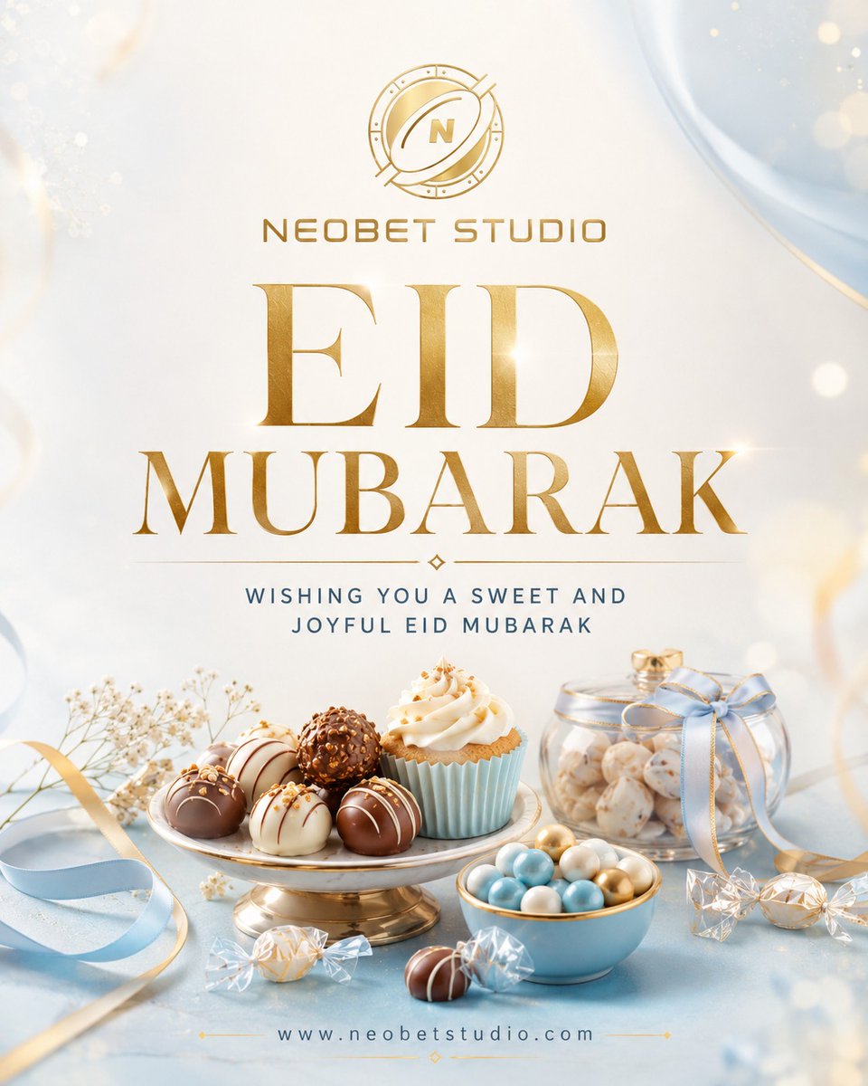 NeobetStudio's tweet photo. Eid Mubarak from NEOBET STUDIO ✨🌙
Wishing you a sweet, joyful, and blessed celebration filled with happiness, peace, and beautiful moments.
May this Eid bring warmth, togetherness, and endless smiles to you and your loved ones. 🤍💫
🌐 https://t.co/nGUi02esID
#EidMubarak https://t.co/ibHsvnsfBT