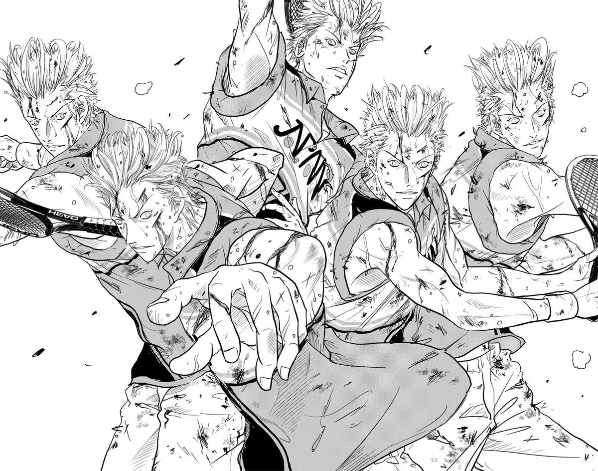 tenipuri_staff's tweet photo. Golden age　222　「第8の意識」

打つギリギリまで5種もの攻撃態勢を見せる!!
プロの目にも見極めは困難だ!!

#テニプリ名場面 https://t.co/fCNMPauskW