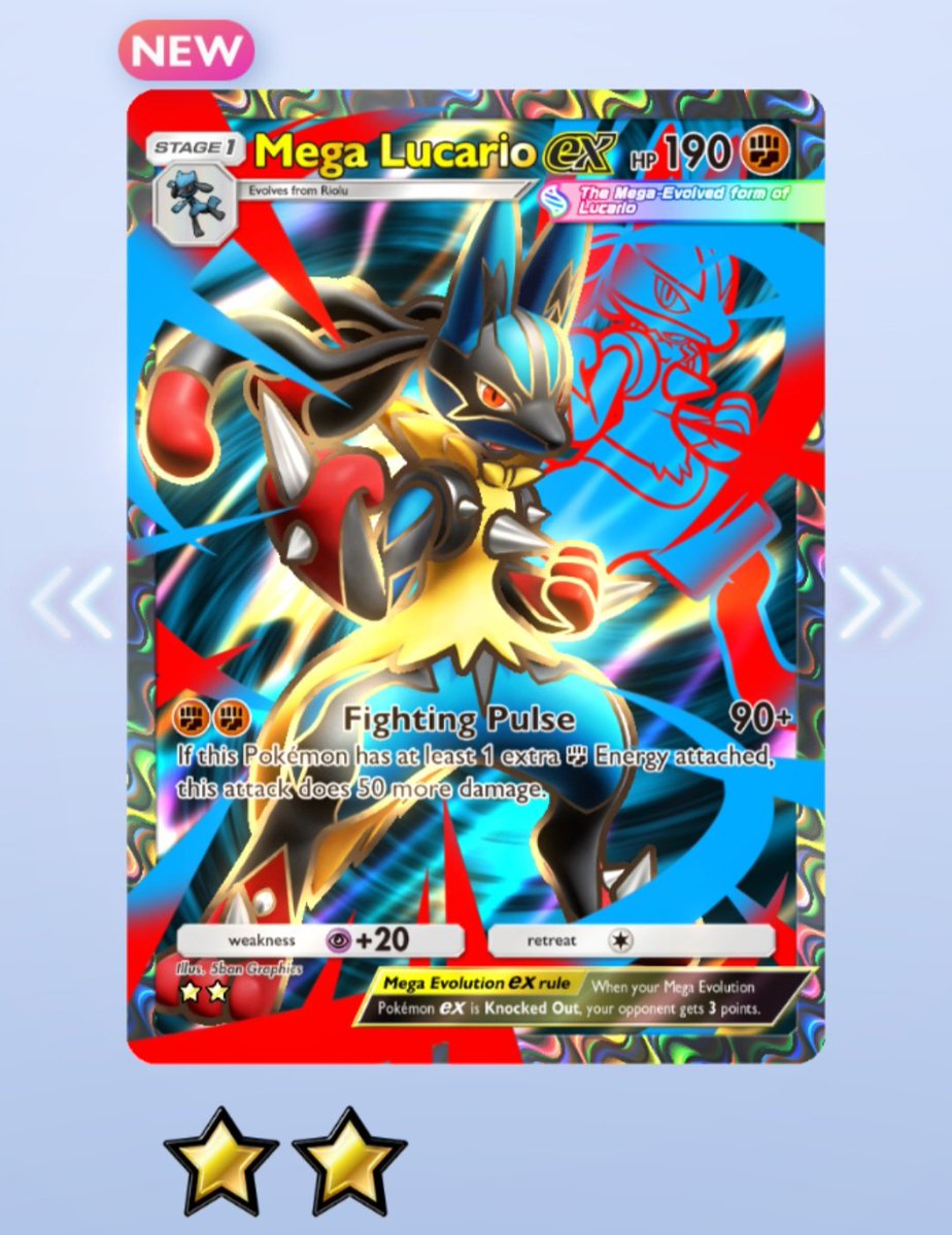 NewGameChris's tweet photo. A new expansion is coming tomorrow, so let's talk about Pulsing Aura. This was a fun expansion to complete. Picking just 4 cards to highlight was the hardest it's been in a while. The artwork is getting better, and there were so many cards that looked cool. #PokemonTCGPocket https://t.co/6tajmYUBgR