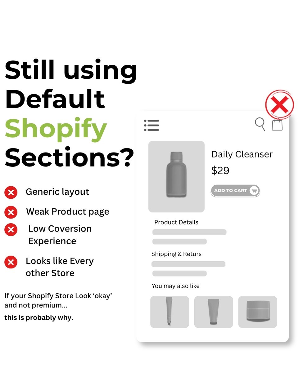 IconicSections's tweet photo. Your Shopify store doesn't need a redesign — it just needs better sections. 🔥
#ShopifyStore #ShopifyApps #ShopifyDesign #EcommerceStore #ShopifyTips https://t.co/uW5MiBrvxb