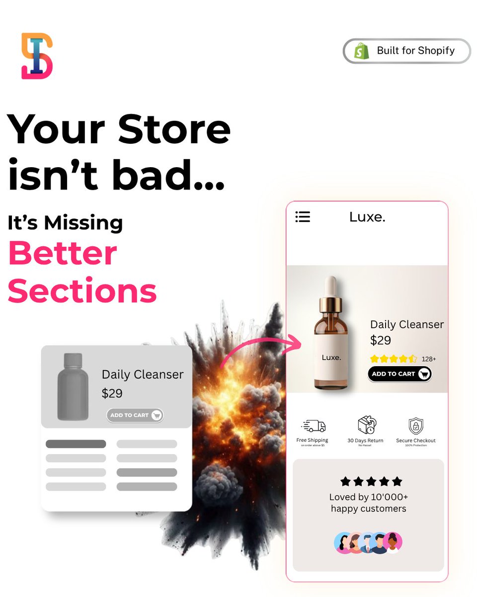 IconicSections's tweet photo. Your Shopify store doesn't need a redesign — it just needs better sections. 🔥
#ShopifyStore #ShopifyApps #ShopifyDesign #EcommerceStore #ShopifyTips https://t.co/uW5MiBrvxb
