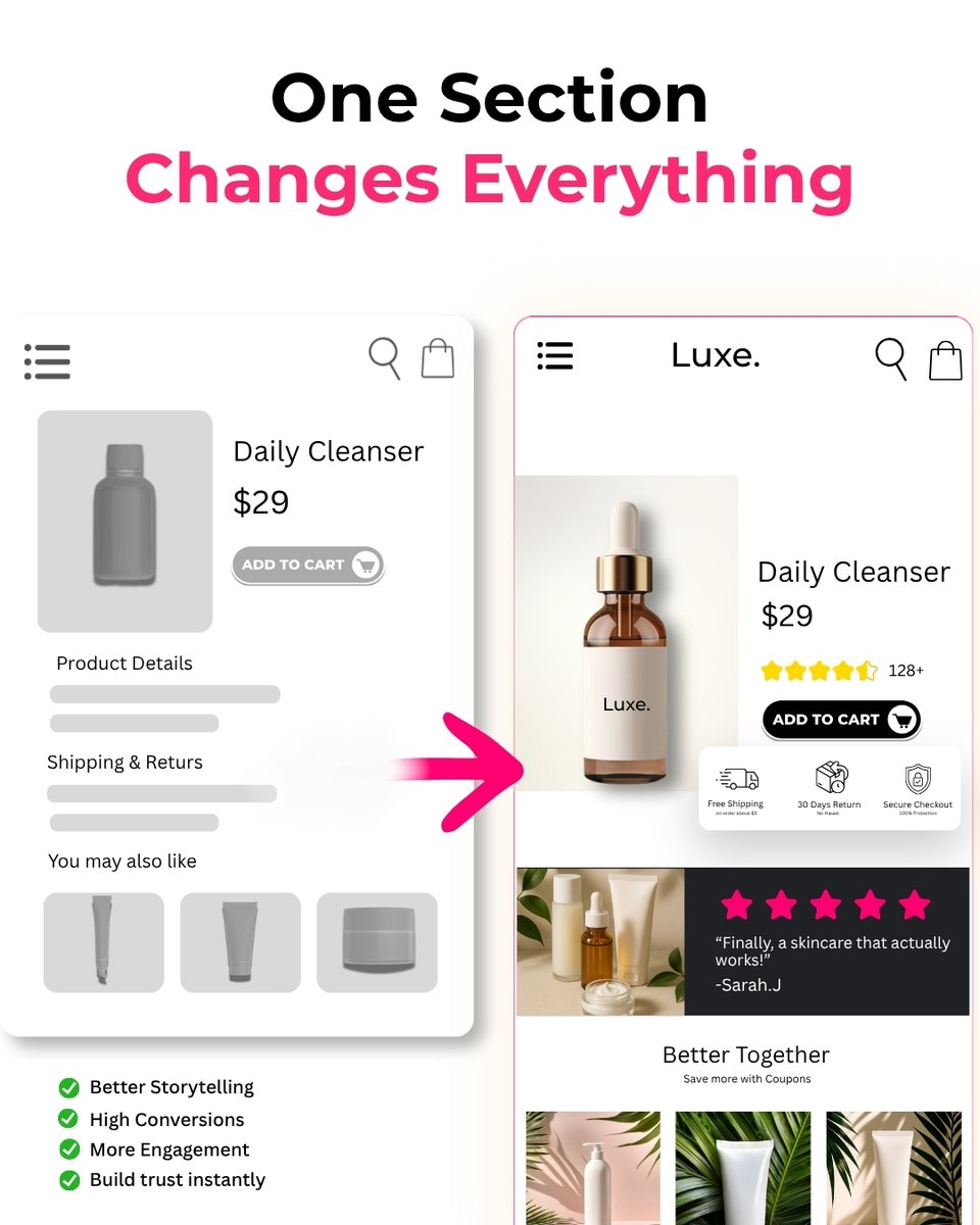 IconicSections's tweet photo. Your Shopify store doesn't need a redesign — it just needs better sections. 🔥
#ShopifyStore #ShopifyApps #ShopifyDesign #EcommerceStore #ShopifyTips https://t.co/uW5MiBrvxb