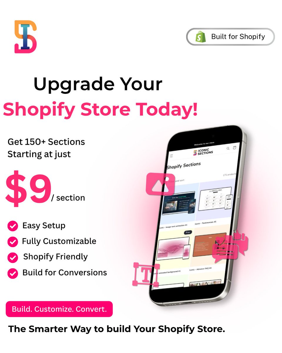 IconicSections's tweet photo. Your Shopify store doesn't need a redesign — it just needs better sections. 🔥
#ShopifyStore #ShopifyApps #ShopifyDesign #EcommerceStore #ShopifyTips https://t.co/uW5MiBrvxb