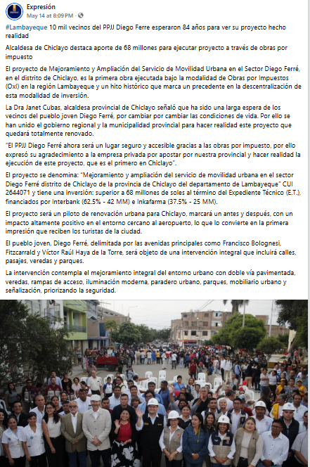flex_andrea's tweet photo. Da gusto leer noticias donde empresas privadas también impulsan cambios positivos. Inkafarma apostando por el desarrollo de Chiclayo 👏 https://t.co/TK582mBWFa