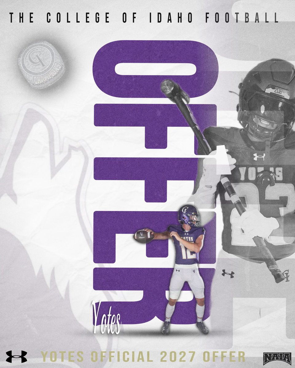 Jaxson127111417's tweet photo. After a great conversation with coach @itsLos_619 I am blessed to receive my first offer from the collage of Idaho.@YotesFootball @collegeofidaho https://t.co/30I1dMYqtC