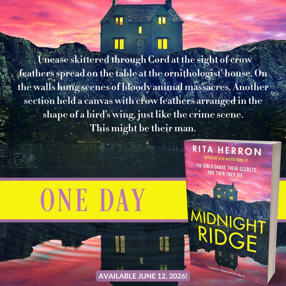 ritaherron's tweet photo. MIDNIGHT RIDGE, the 12th #book in the Detective Ellie Reeves series, will be available on June 12th! Enjoy a glimpse of what's inside with my #countdown memes leading up to the book's release!

Links:
Amazon: https://t.co/JQCv3KPMUM
Barnes &amp; Noble: https://t.co/SI5C4upEx6 https://t.co/NNtHHNCQUG