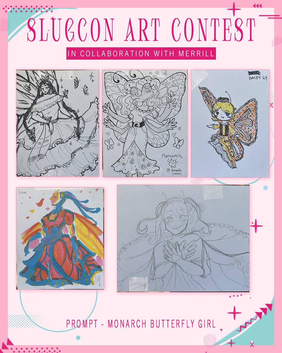SlugAnime's tweet photo. We're happy to present the next installment of our "Merrill Monarch Butterfly Anime Girl" art contest!

Stay tuned for the rest of our 23 submissions to see our two winners! 🦋

Shoutout to the Merrill Student Government and UCSC's SUA for supporting Fish presents SlugCon 2026! https://t.co/62is9JHDY5