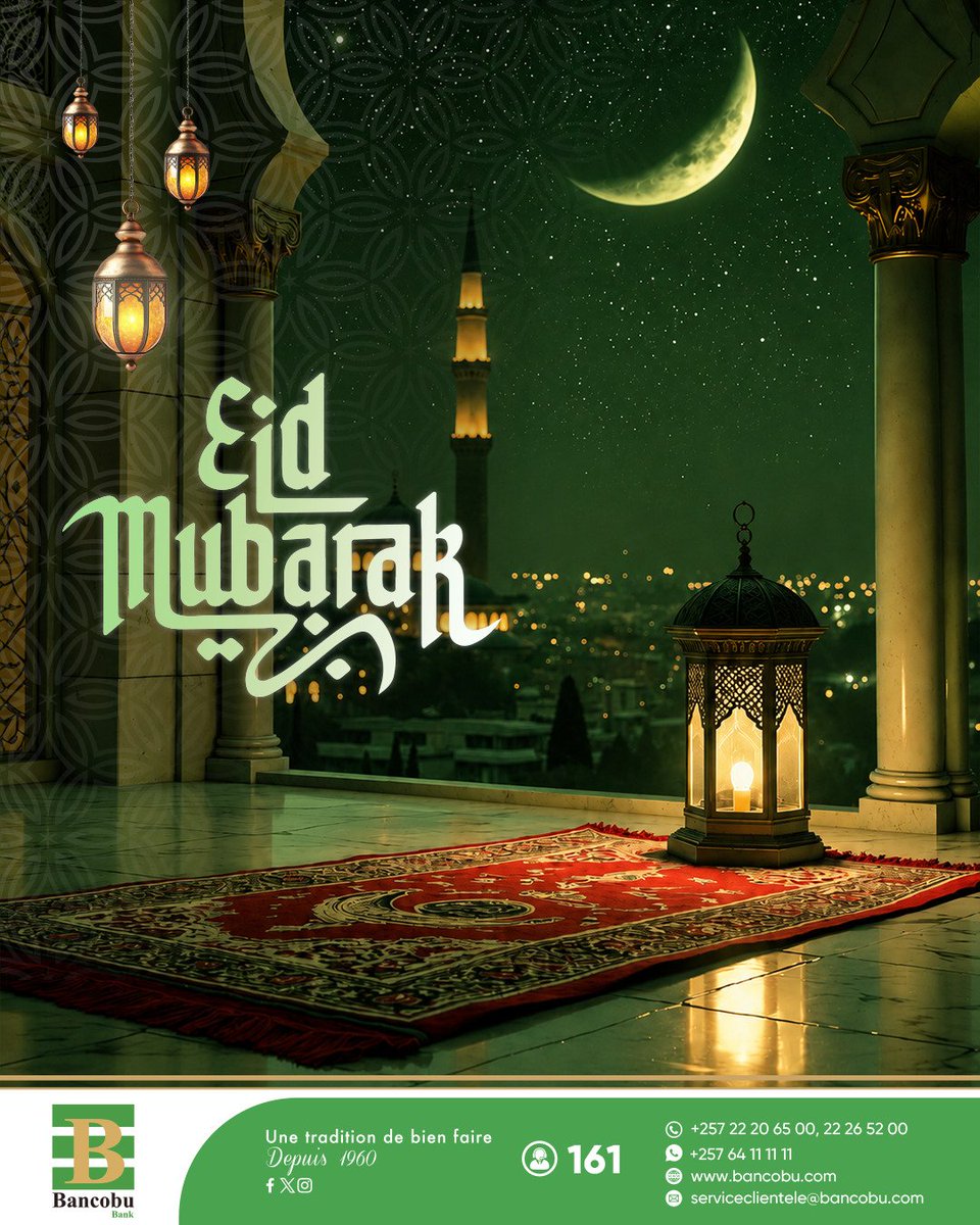 bancobu's tweet photo. La Bancobu souhaite une bonne fête à toute la communauté musulmane. ✨
Que cette célébration soit remplie de bonheur, de paix et de partage. 🕌🌟

#bancobu #eidmubarak #celebration #unetraditiondebienfaire https://t.co/n752G5857i