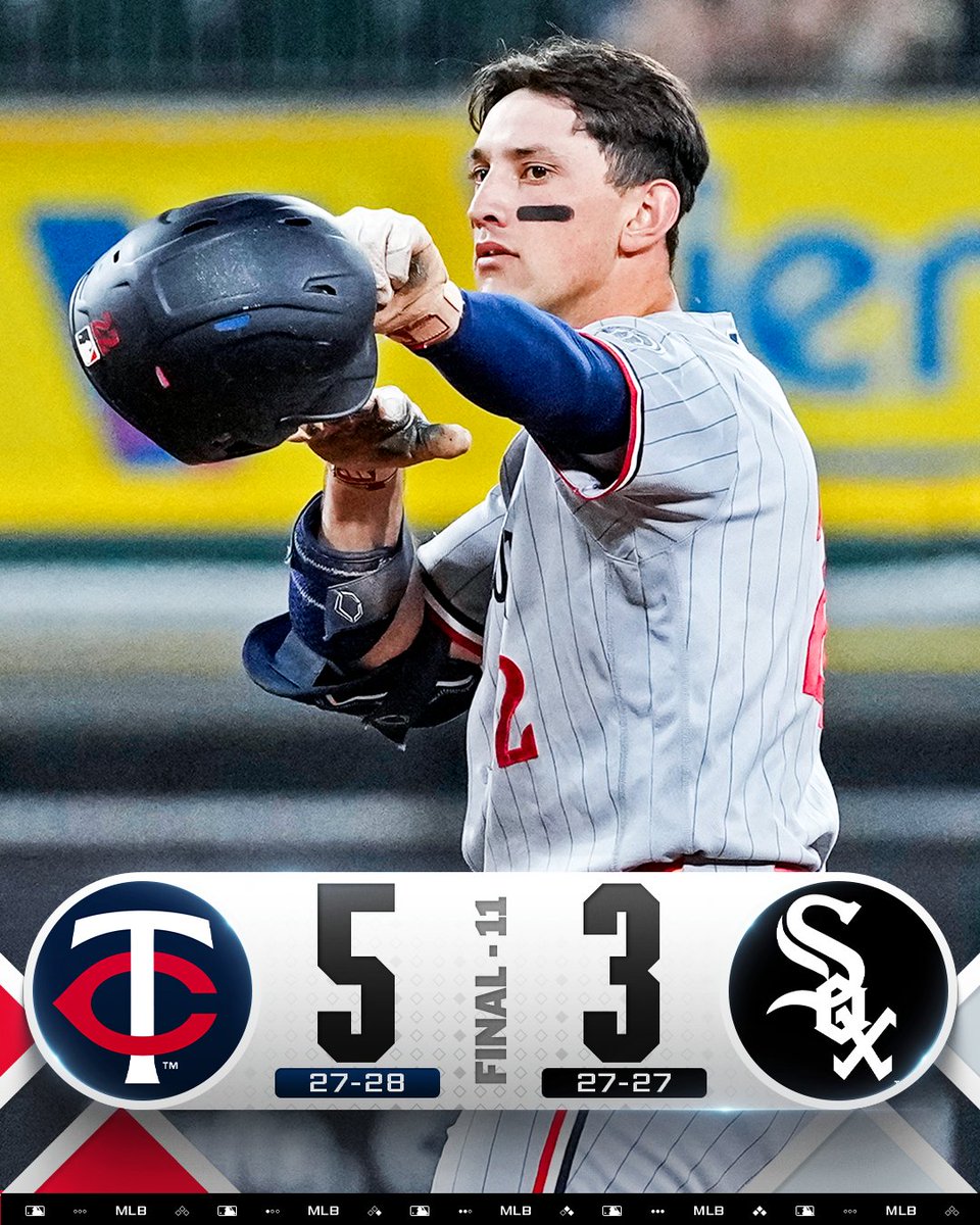 MLB's tweet photo. Brooks Lee hits a bases-clearing double in the 11th to help the @Twins win in Chicago! https://t.co/zXEGNw4fZs