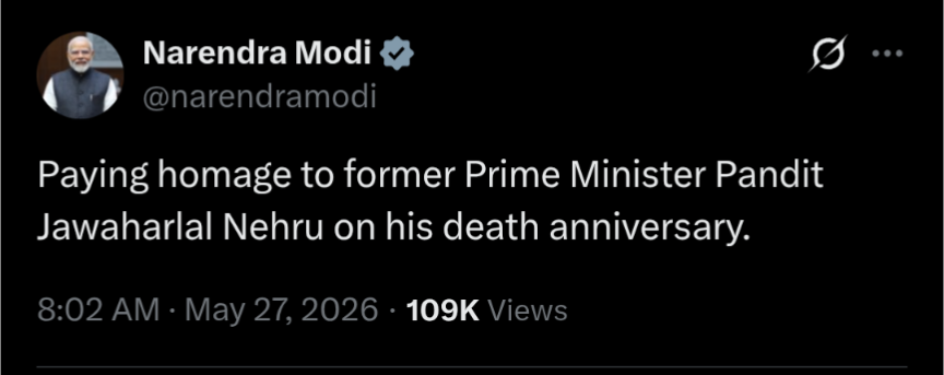 Ritesh_Sinha27's tweet photo. @narendramodi Wow... Paying homage on death anniversary and blaming him 364 days for all the failures of India... 

BJP IT cell who bashes Nehru all the time, see your father is paying homage to him... https://t.co/pId0PYNOnY