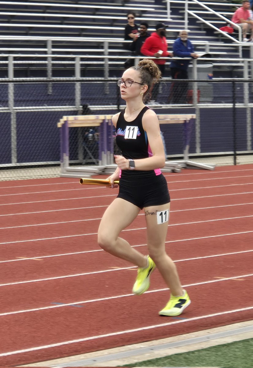 SHSTFXC's tweet photo. What a night!! Lady Bears finished 15th at Regionals (of 28 teams)! 🏃‍♀️
4x800 - Season best 10:13.4, 8th place
100H - S O'Connor 5th (15.44)
4x100 - Season best 50.47, 11th
300H - S O'Connor 2nd, SHS RECORD (45.57)
800 - M Robbins 10th (2:26.86) 
4x400 - 8th, 4:06.77, SHS RECORD https://t.co/hS7NqoBTHd
