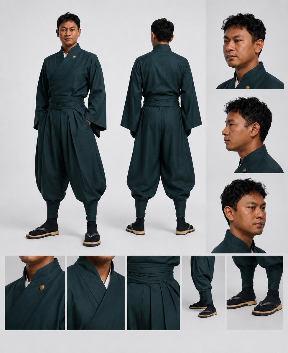 Modern Samurai Outfit Reference Sheet