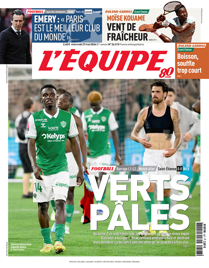 lequipe's tweet photo. Les unes du journal L'Équipe du mercredi 27 mai

Lire l'édition > https://t.co/yURmtKH0id https://t.co/5jnFSLYZkr