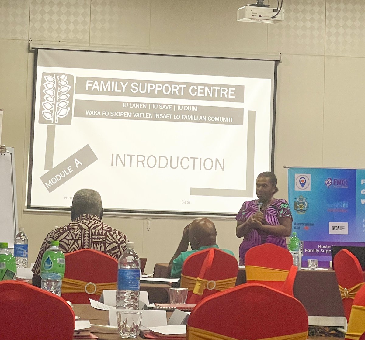 CommsFWCC's tweet photo. FWCC in partnership with Family Support Centre, is facilitating a 4‑day GBV sensitisation workshop in Honiara for provincial Premiers, officials, media &amp; govt reps to strengthen provincial action on gender-sensitive policies. https://t.co/0Ipclf4y9a