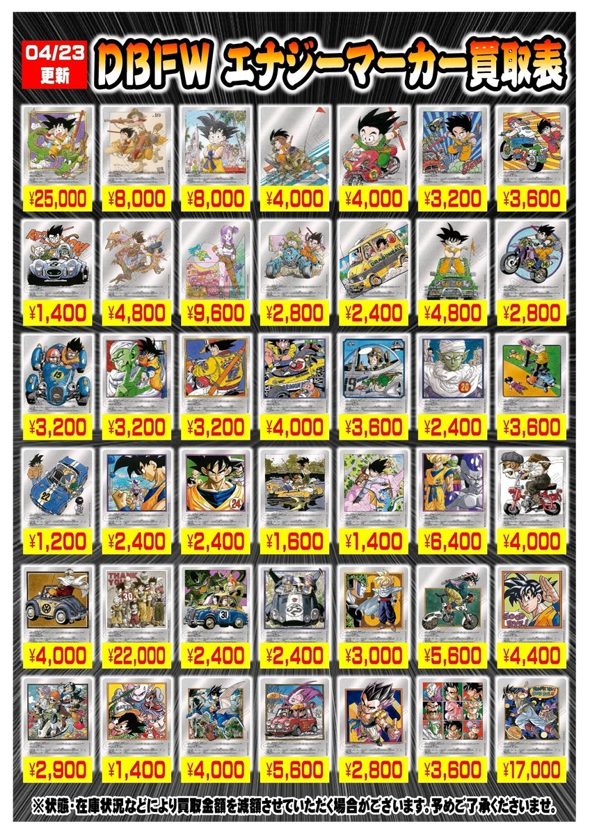 ☆買取情報☆ ドラゴンボールヒーローズ・フュージョンワールドの買取
