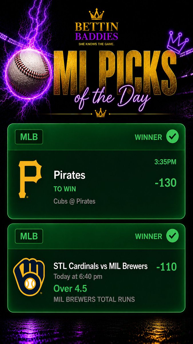 bettinbaddies's tweet photo. Cash both MLs 🤑⚾️
JOIN THE FREE DISCORD FOR MORE PLAYS 💎👇🏽
https://t.co/D8m6LWuZnh
#GamblingX #GamblingsTwitter #mlb #GamblingCommunity #prizepicks #nba #wnba #POTD #mlbml https://t.co/LcCEs2iPEO