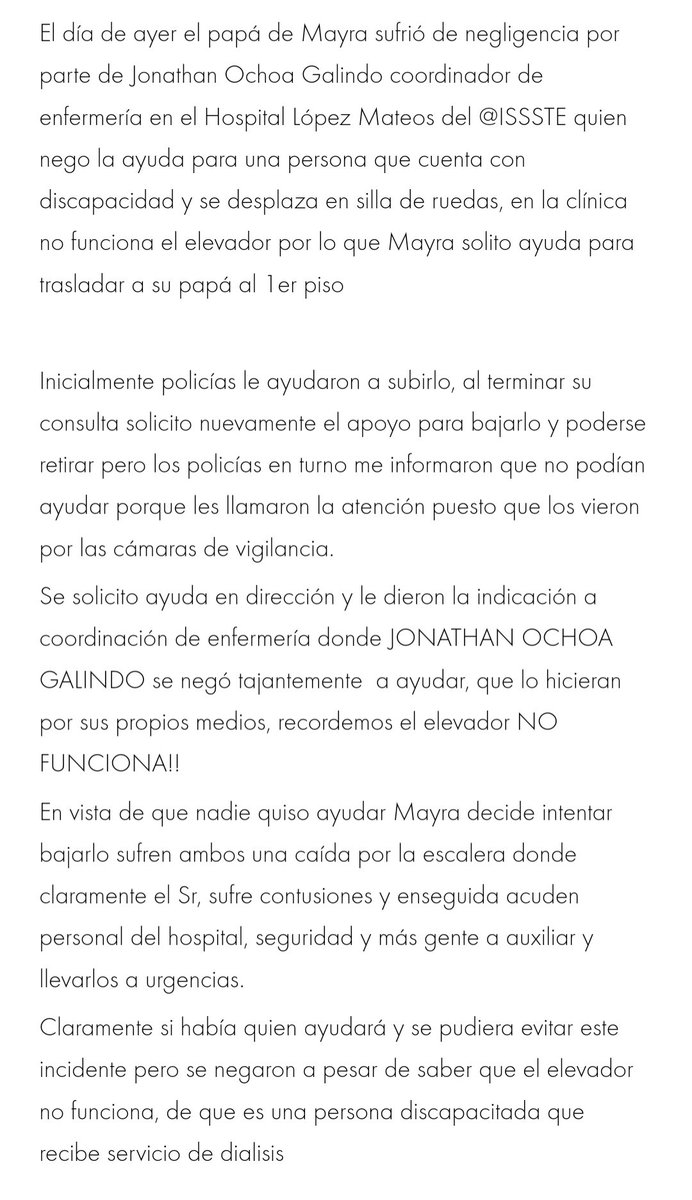 Meell_VB's tweet photo. Ayuden a @MayisNJ  a difundir lo sucedido con su papá 

@ISSSTE_mx @Cesar_VegaGar  @ClaraBrugadaM @telediario @c4jimenez @Claudiashein  @nmasforo  @AztecaNoticias @elcomandosolo @soyjuansolo @chicuela https://t.co/RZbP5y1PiW