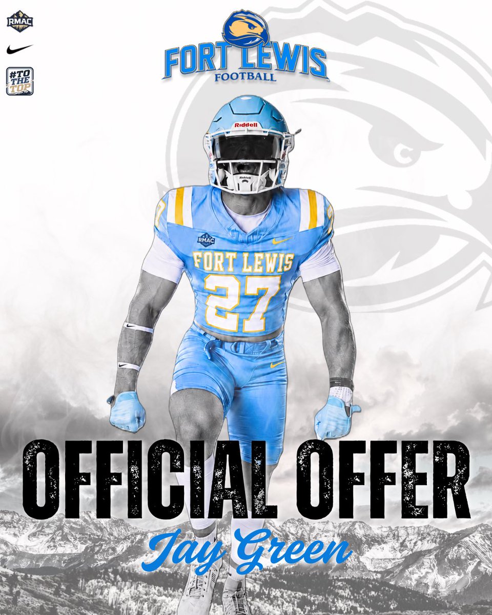 JayAnthonyGreen's tweet photo. After a great conversation with @FLCCoach_Cox I’m blessed to have received my first offer from Fort Lewis!
@EaglecrestFB 
@FBCoachGerman 
@mikeharrell404 
@c_roberts32 
@immergerson 
@FLCSkyhawks https://t.co/GEO1Meo57O