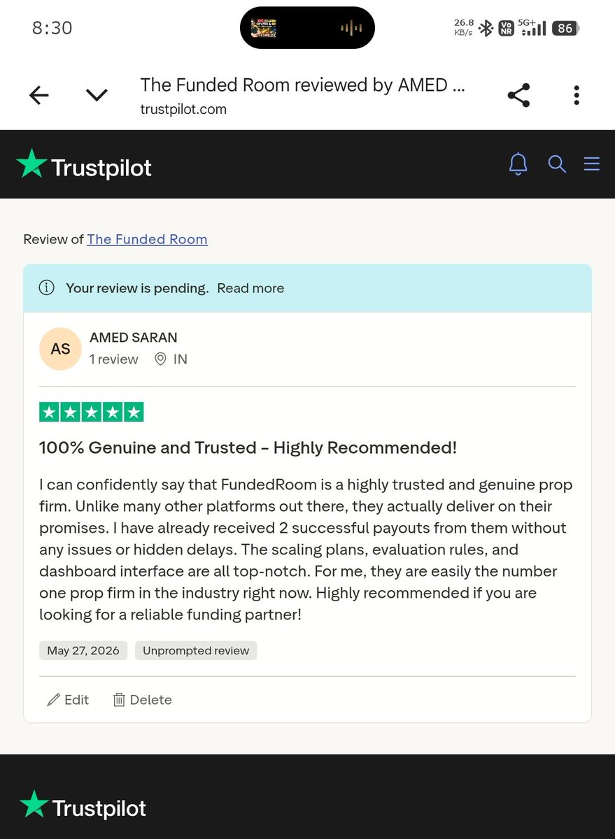 amed_saran02's tweet photo. 100% Genuine and Trusted – Highly Recommended!
@thefundedroom @thetraderoom_ https://t.co/dY3yrYOfwx