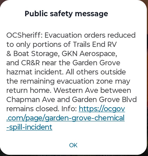 ad7db's tweet photo. @OC_Scanner And another sudden alert tone on the phone made us hit the ceiling! I'm sure they wanted to get the word out but good grief. https://t.co/vbkH0u0DBf