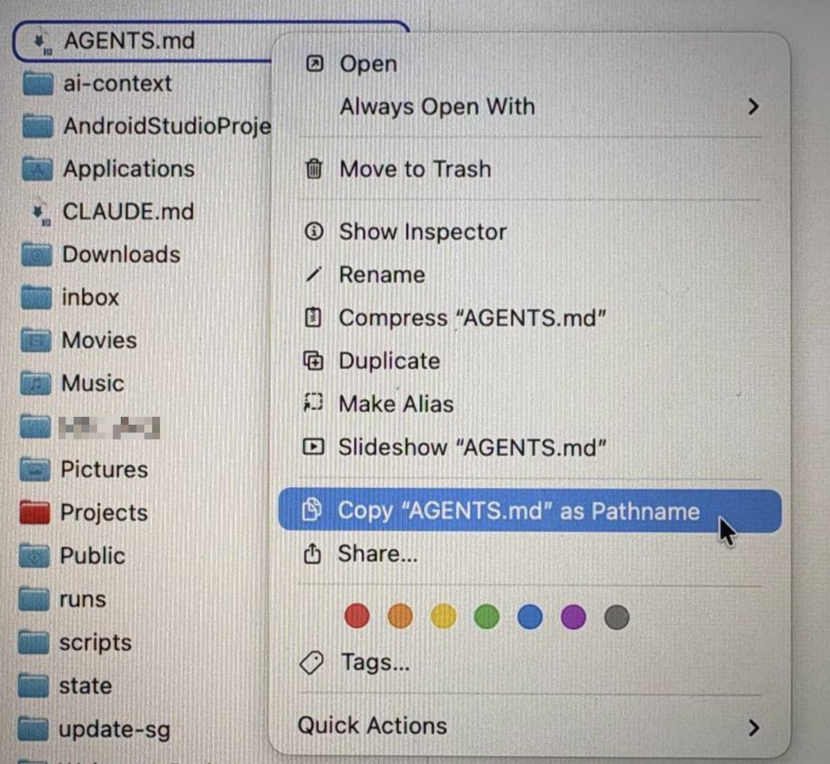 SimonLu_x's tweet photo. Small trick: if you press and hold Option after right-clicking a file or folder in Mac Finder, you can copy it as a path. Very handy when you want your AI agent to access a file outside your current workspace.
#ContextEngineering #MacTips #Productivity #VibeCoding #ClaudeCode https://t.co/8Ldnpg7oVu