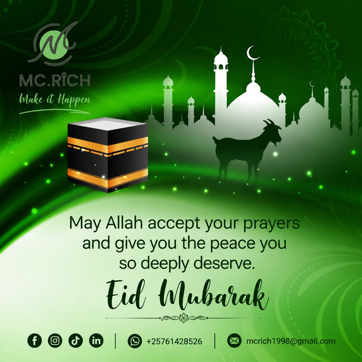 mc_rich1's tweet photo. Eid Al Adha Mubarak ! 🐑

Imana yakire amasengesho yanyu, Ibahe amahoro mwipfuza! 

Ntimwibagire kwandikira MC Rich🎯🎙️ kubw'imanza zanyu nziza

#Burundi #Eid https://t.co/YLMhtMm1uI