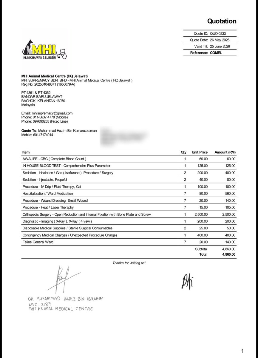 hazimdace's tweet photo. Jumlah rawatan keseluruhan RM4860. Deposit untuk surgery RM2500, tapi saya cuma mampu sediakan RM1000 je buat masa ni. Masih perlukan RM1500 lagi untuk cukupkan deposit 🙏

Kalau ada yang sudi bantu walaupun RM1 atau sekadar repost post ni pun saya dah sangat bersyukur ❤️ https://t.co/QqBKjWgK4G