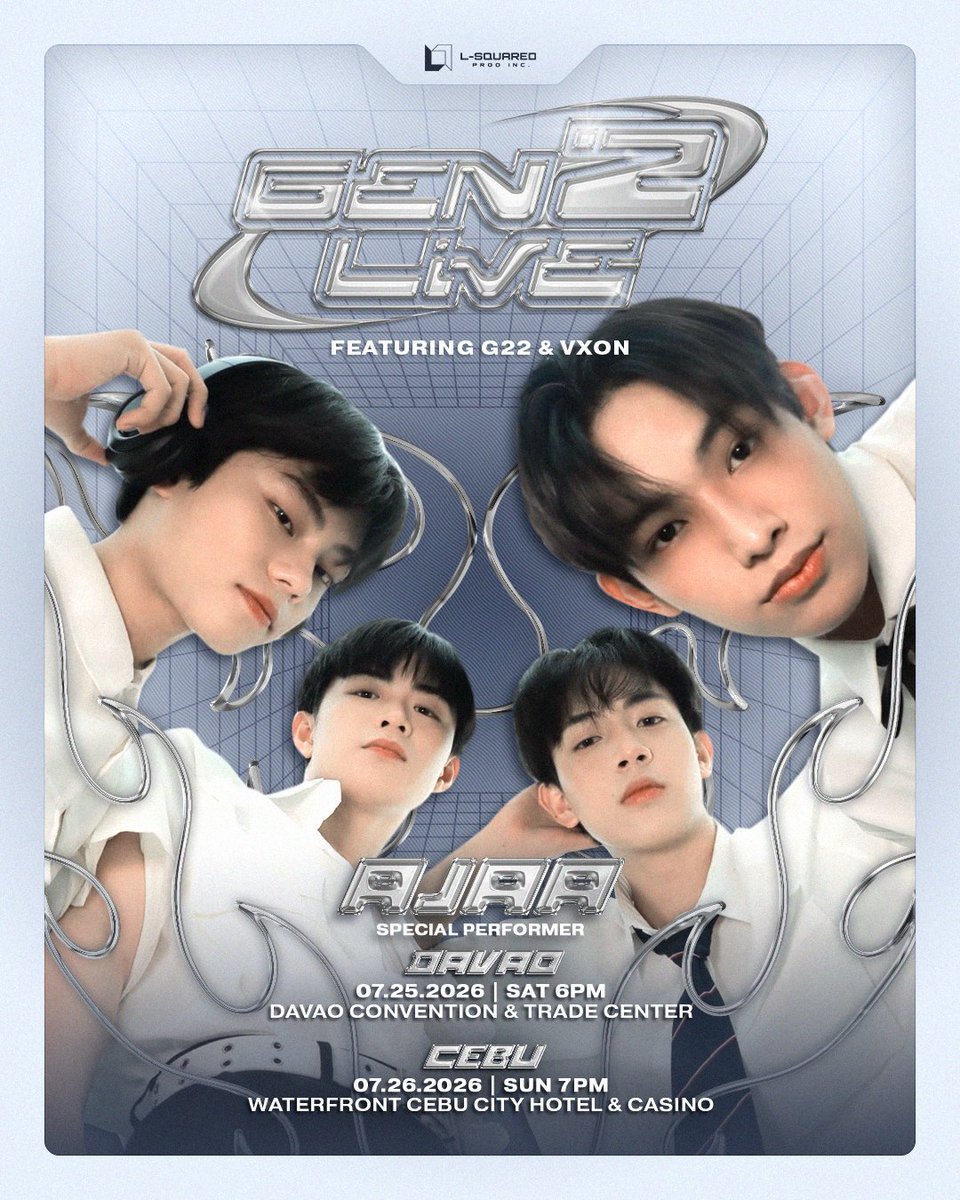 haniesofc's tweet photo. [📢] AJAA in CEBU and DAVAO 

AJAA is bringing their Gen Z energy to GEN Z LIVE in Davao &amp; Cebu this July!⭐️

DAVAO
📍 Davao Convention and Trade Center
 🗓 July 25, 2026 | 6 PM

CEBU
📍 Waterfront Cebu City Hotel and Casino
 🗓 July 26, 2026 | 7 PM

#AJAA_SCHEDULE
#AJAA @AJAAofc https://t.co/RX6KeDO3pA