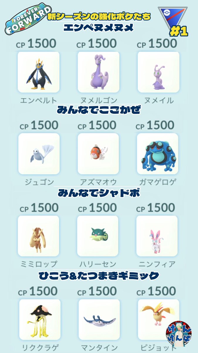 Kenkenpa5678's tweet photo. 早くも新技取得/強化ポケでパーティを妄想

週末はGOフェスを楽しみつつ…
このポケモンたちを捕獲/厳選しておけば
新シーズンも楽しめること間違いなし！？

#ポケモンGO
#スーパーリーグ https://t.co/CjNeWCcTxe