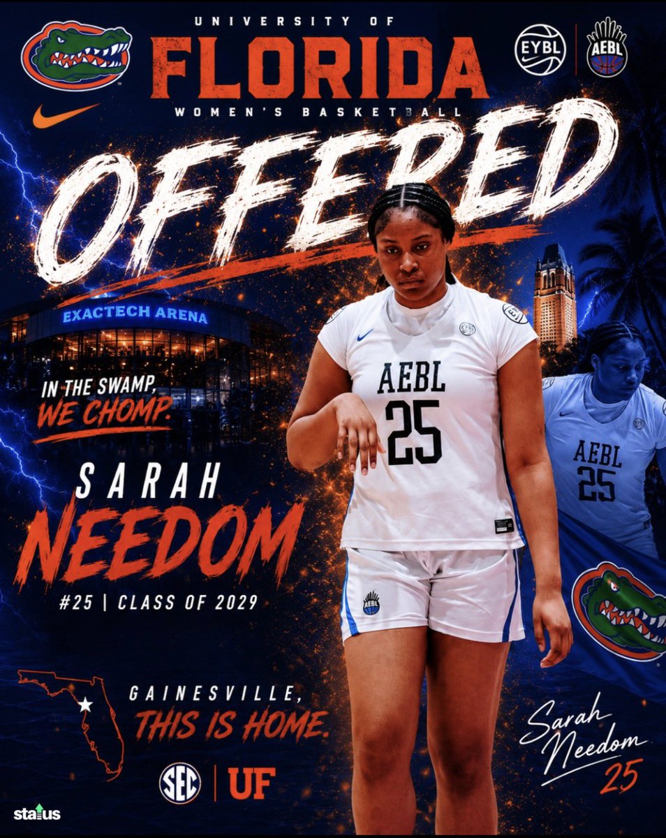 Sarah_Needom29's tweet photo. After a great conversation with coach Shay I’m blessed to receive a offer from the Florida Gators 🐊 thank you @CoachReiss32 @aeblgirlz @GatorsWBK @SGHS_WBB @NikeGirlsEYBL https://t.co/lvVaw5EFwu