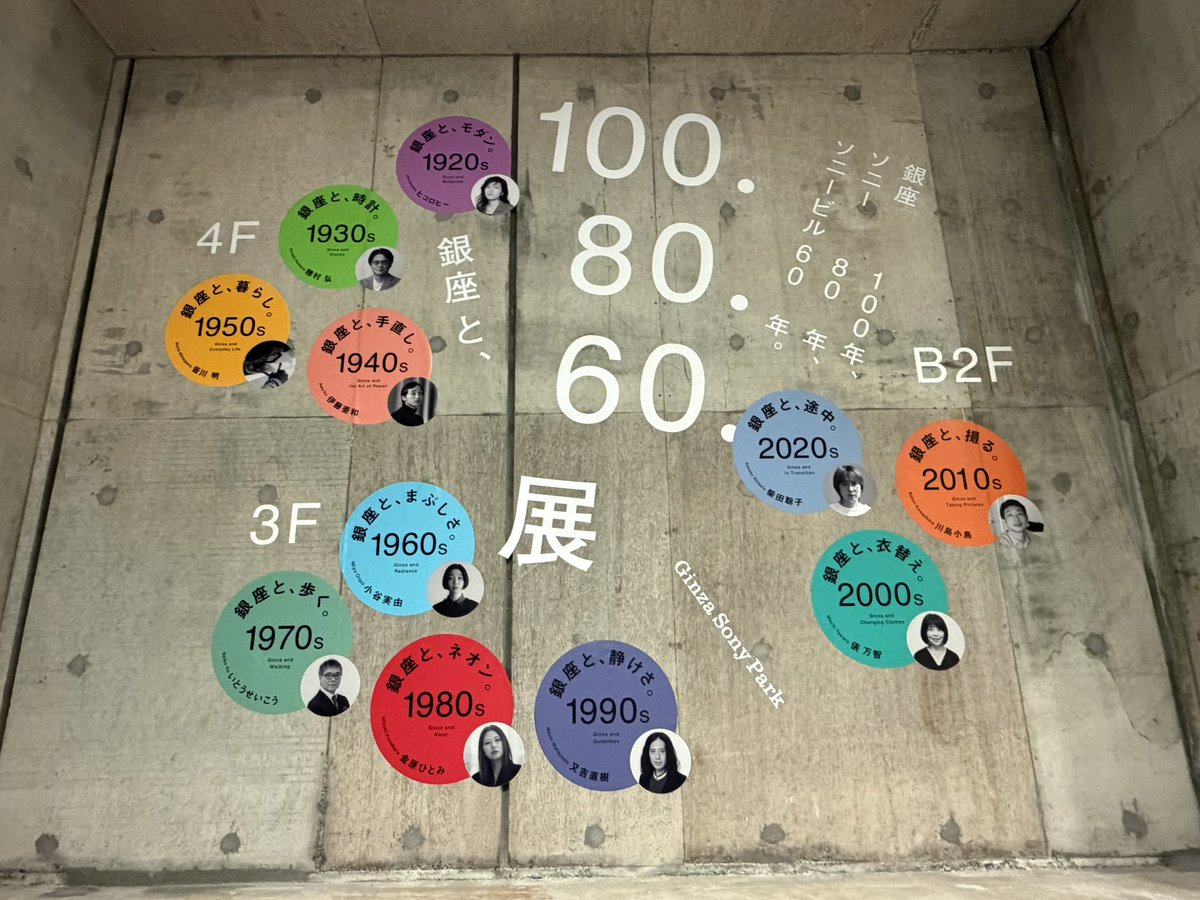 fieldcast5's tweet photo. 無印に加え銀座ソニービル「100.80.60.展」も覗いてきた。銀座の思い出を時代ごとに振り返るもの。私にとって銀座は未だにアウェーで思い出はあまりないのだけど、ウォークマンとか懐かしいものもあり、世の移り変わりを感じてきた文化人たちのエッセイは興味深かった。こちらも5/31まで。無料。 https://t.co/sF5Q51JudL