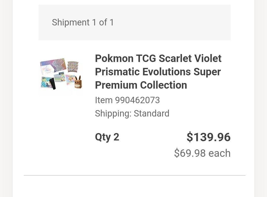 DrewTuttle's tweet photo. @PokemonTCGIntel The app is where I scored. Comouter gave me error right away. Had to stay with the app and keep refreshing and adding to cart. It finally processed at 11:03pm. https://t.co/7QAv4RSYCS