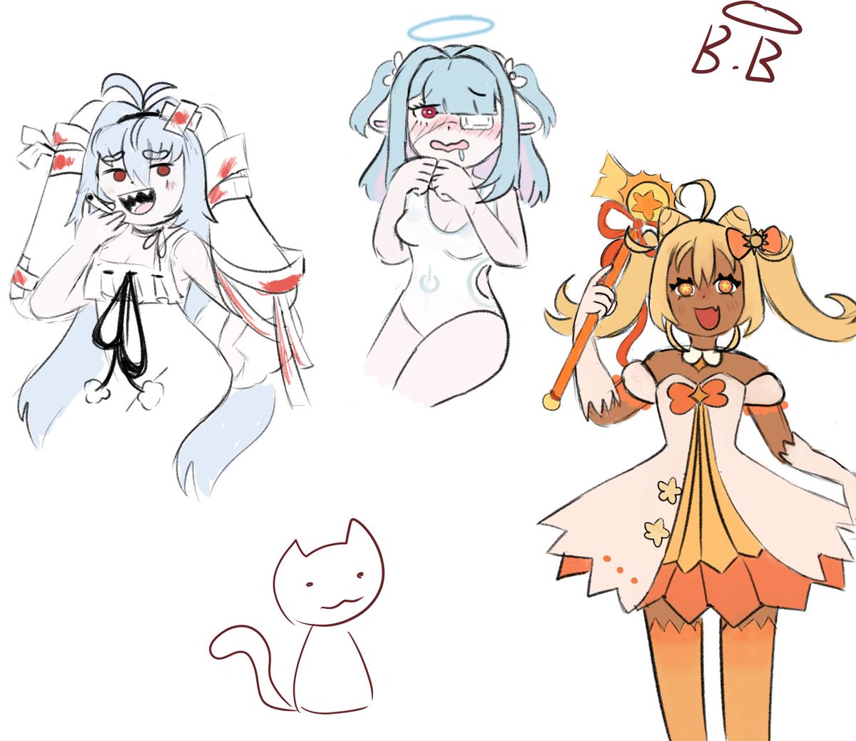 _Butterballl_'s tweet photo. Doodles today! I didn't watch a lot of chuubas today so I also drew Ms. Snnuy C:

#Tomoshillust #parasiART #mahouarty https://t.co/QwTCk21HwM