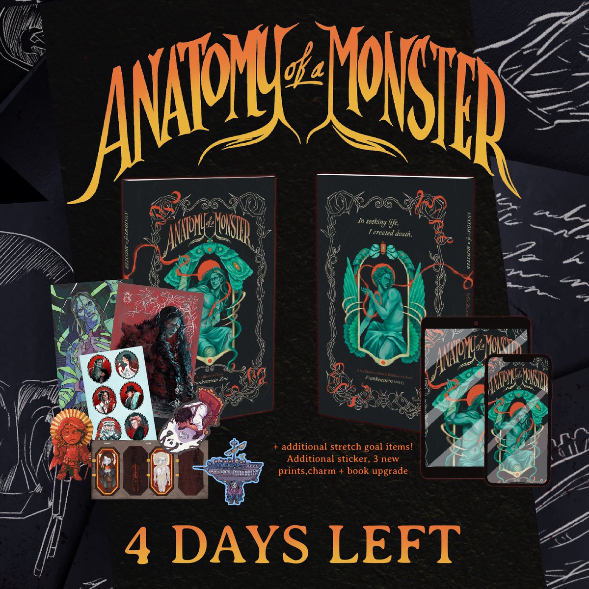 thefoolsfolio's tweet photo. 🍁 it’s the FINAL COUNTDOWN! Only 4 days remaining to pledge to ANATOMY OF A MONSTER; grab your copy to explore new art, writings and merchandise inspired by Guillermo Del Toro’s Frankenstein. Link in bio.
#GuillermodelToro #Frankenstein #FandomZine #GDTFrankenstein https://t.co/YC6kNpiAw6