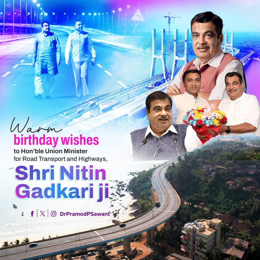 DrPramodPSawant's tweet photo. Wishing a very Happy Birthday to Hon’ble Union Cabinet Minister Shri @nitin_gadkari ji.

Your energy, foresight, and commitment to building a stronger, self-reliant Bharat are truly unmatched. Whether it’s transforming our highways or empowering rural India, your work speaks for itself.

Praying for your good health and many more years of inspiring service to the nation.
