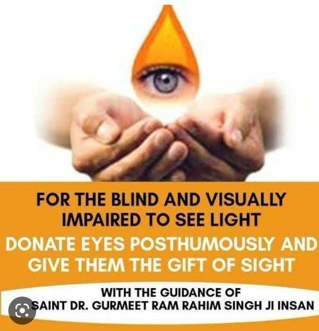 Deepika93558's tweet photo. Eyes are the precious gift with which we can see the beautiful world.Saint Gurmeet Ram Rahim Ji guides and millions of Dera Sacha Sauda volunteers have taken a pledge for posthumous eye donation.

#SpreadTheVision https://t.co/vQcpkdNKA1