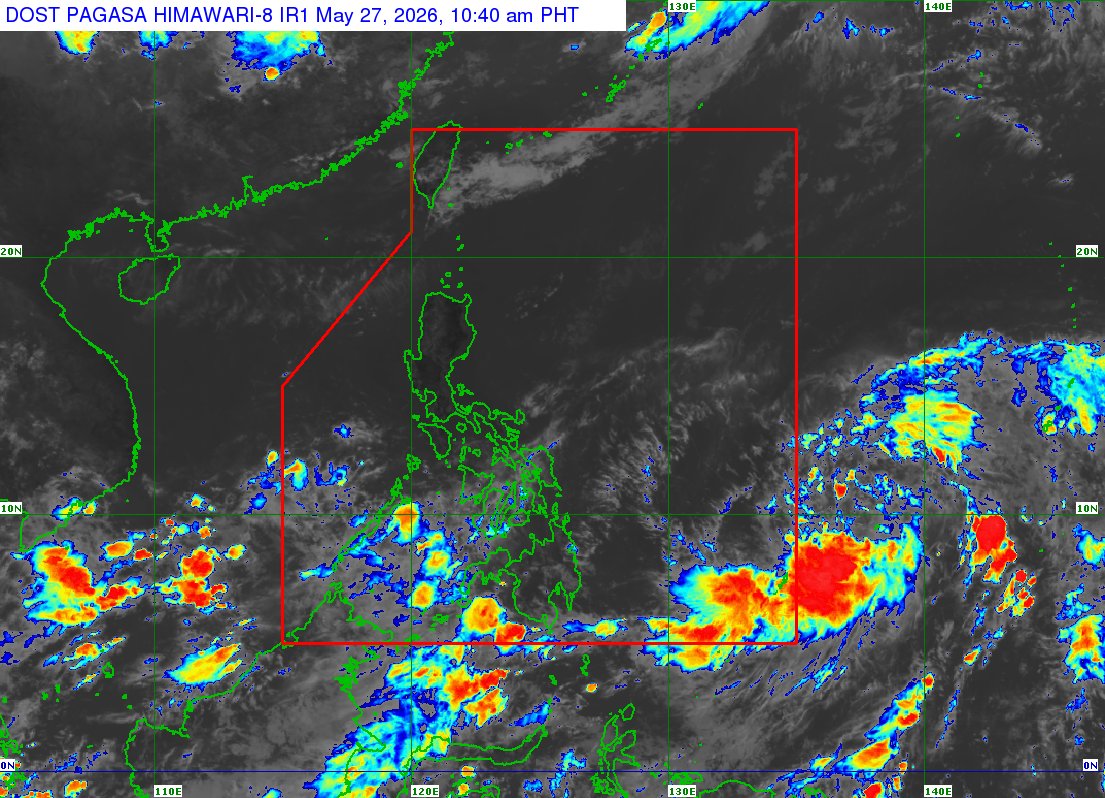 dost_pagasa's tweet photo. TROPICAL CYCLONE ADVISORY NR. 3
Tropical Storm JANGMI
Issued at 11:00 AM, 27 May 2026
Valid for broadcast until the next advisory at 11:00 PM today.

THE TROPICAL DEPRESSION OUTSIDE THE PHILIPPINE AREA OF RESPONSIBILITY (PAR) INTENSIFIED INTO TROPICAL STORM JANGMI. https://t.co/wRBdvpa5JV