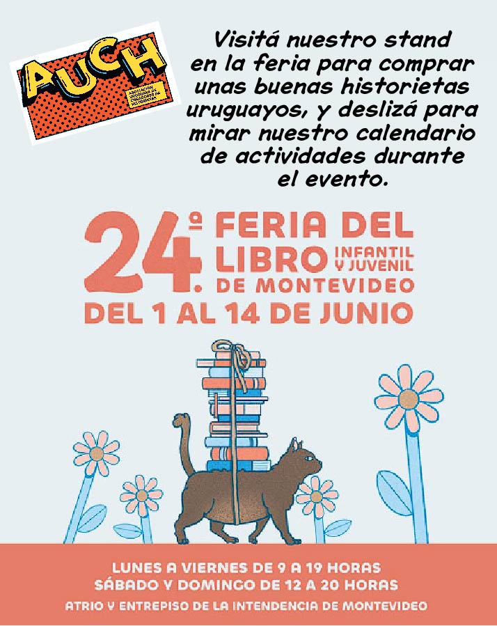 auchistorietas's tweet photo. AUCH presente en la Feria Infantil y Juvenil del Libro, del 1º al 14 de junio en la Intendencia de Montevideo. 

Además de nuestro clásico stand, habrá charlas, talleres, y actividades (ver siguiente post).

#comics #comicsuruguayos #historietas #historietasuruguayas https://t.co/dgvHDTN1LG