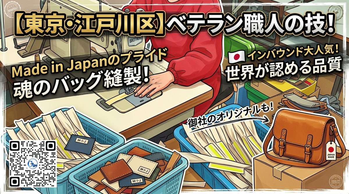 craft319's tweet photo. 《YouTube動画🎥》東京都内のかばん工場、
江戸川区なのでMade in Japanのバッグ作り
しています。
小ロットから法人も個人もオリジナルバッグを作れます。現場は..
↘️
https://t.co/3lm0t11gck @YouTubeより 
チャンミー、キンキャニ、超八喫茶みたいな個性を融合。台風6号でも安心な収納力、三笘の https://t.co/LDrnKVhJoN