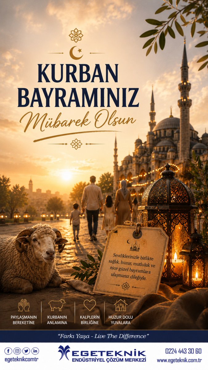 egeteknikcomtr's tweet photo. Birlik, beraberlik ve dayanışmanın en güzel şekilde hissedildiği Kurban Bayramı’nın; sizlere ve ailelerinize sağlık, huzur, mutluluk ve bereket getirmesini dileriz.

Sevdiklerinizle birlikte nice güzel bayramlar geçirmeniz dileğiyle…

Kurban Bayramınız Mübarek Olsun 🌙 https://t.co/sK55807Qzg