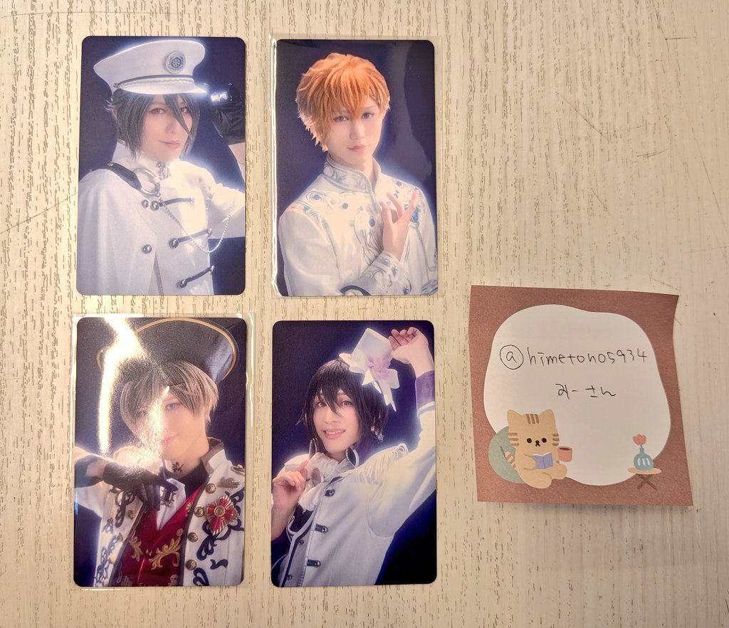 himetono5934's tweet photo. ☆交換☆まほステ　舞台魔法使いの約束　アクスタ　トレカ

[譲]ホワイト　オーエン　ヒースクリフ　ラスティカ　フィガロ　ルチル

[求]トレカ:ブラッドリー　シノ　シャイロック　カイン(各1)
アクスタ:ファウスト　ネロ　オーエン

郵送又は5/29現地にて手渡し可能
検索からでも宜しくお願いします https://t.co/E8c4t7pwOD