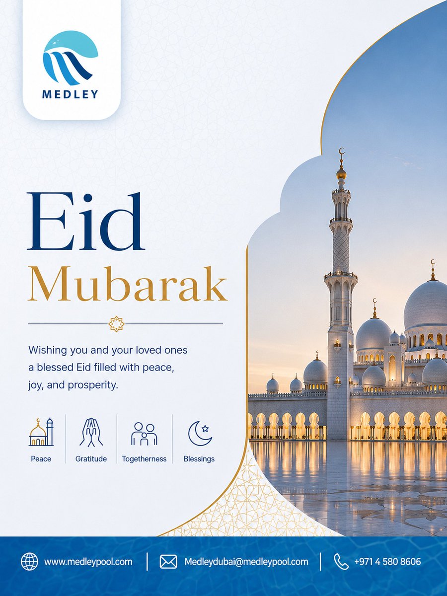 Medleypool22258's tweet photo. 🌙✨ Eid Mubarak from Medley Pool! ✨🌙

#EidMubarak #MedleyPool #Blessings #Peace #Togetherness #Gratitude #EidCelebration #DubaiBusiness #FestiveGreetings https://t.co/AmlshINDZS