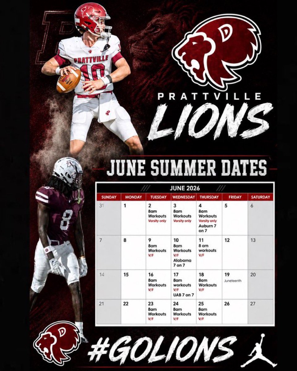 WillGriffiths_6's tweet photo. Ready for another great offseason with Prattville Football. I can’t wait to show what i’ve been working on this summer. Excited for another great year, Go Lions!
#OneTownOneTeam 
@bobbycarr11 
@CoachOtt77 
@PrattvilleFB 
@ConnorNair10 https://t.co/vqFmUqEUTF