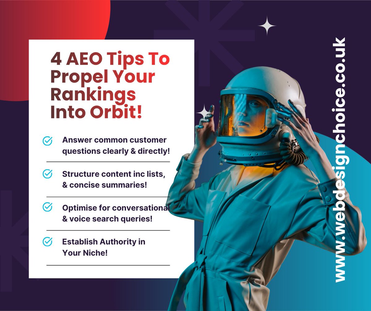 webchoiceuk's tweet photo. 🚀 Is your business showing up in AI search?

AEO (Answer Engine Optimisation) helps websites rank in AI-powered answers &amp; voice search. 🤖

If competitors rank higher with similar content, this could be why.

📩 Message us for an AEO review.

🌐 https://t.co/b1Z2Gcd6oe https://t.co/IzXCFptuNz