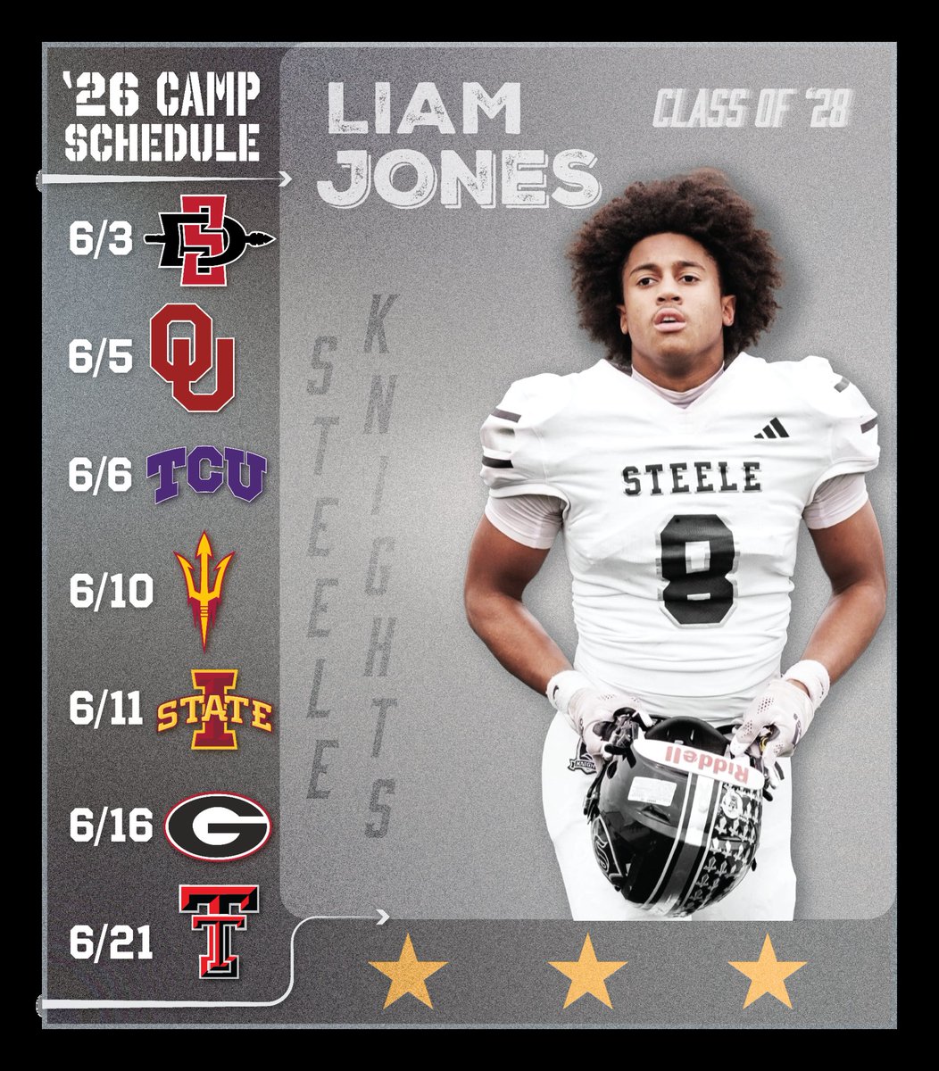 LiamJon0905's tweet photo. Camp tour officially locked in.
Ready to compete, learn, and earn every opportunity.
See y’all soon coaches! 🏈

@Football_Steele @bbetterperform @Dubb02 @adamgorney @GregBiggins @ChadSimmons_ @BrandonHuffman @CoachTMcCormick @R_Brauninger @BDammone @_RL_Martin @Forswags @2MGE_ @iam_alinedouard @samspiegs

🔥🔥 @Brown09Rob10184