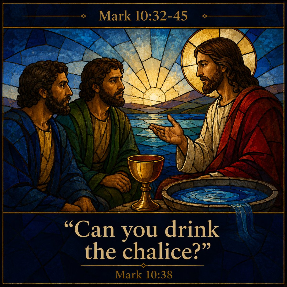 JessBarbeiro's tweet photo. Jesus is already walking ahead on the road to Jerusalem, fully aware of everything waiting: betrayal, mockery, the Cross. ✝️

The disciples are amazed. Those following? Straight-up afraid.

James and John don’t want distance from Jesus, they want front-row seats to His glory.

Jesus doesn’t shame them. He corrects them with one piercing question:

“Can you drink the cup that I drink?”

Then He flips the script on leadership forever:

“Whoever wants to be great among you must be your servant… and whoever wants to be first must be slave of all.”

Because the Son of Man didn’t come to be served,  He came to serve and give His life as ransom for many.

This Gospel still wrecks every worldly definition of power. 

The Cross always comes first.

Today’s Gospel: Mark 10:32-45 NABRE

#catholic #catholicx #catholictwitter #gospel