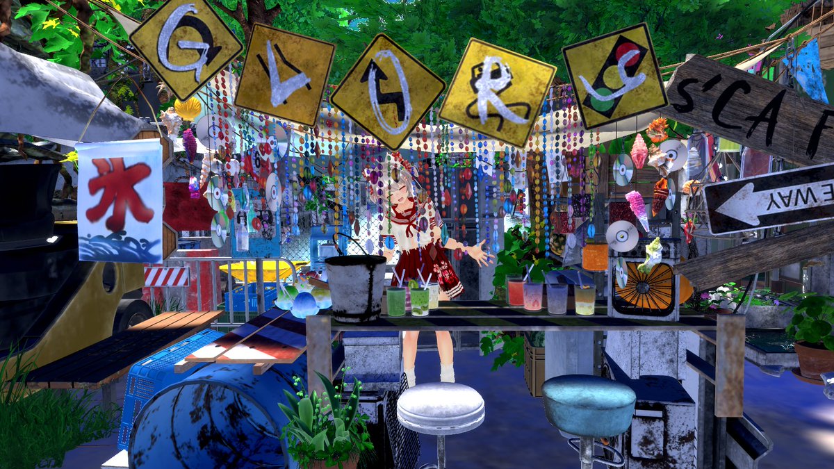 yukikano1192's tweet photo. #メタたん
VRChatワールド：The colony - Junkyard

学校祭の出店で、異常に気合が入ってるクラスって、こんな感じw
↑
何屋か、わからなくなってるw https://t.co/jej04c8gPo