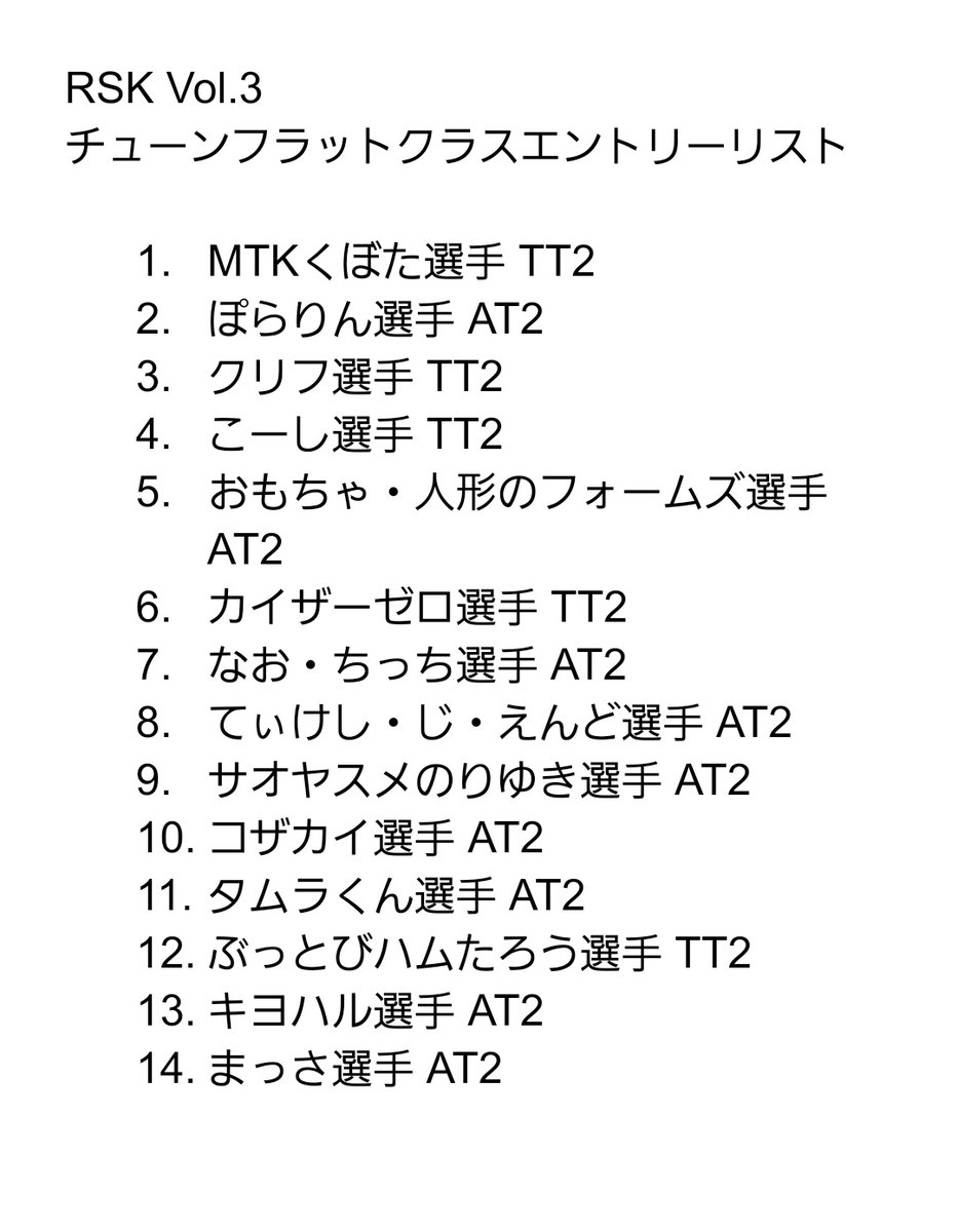 CupRaoh's tweet photo. 5/27現在のエントリーリストとなります。
エントリーされた方はお名前、使用モーターのご確認お願いします。
まだまだ募集中ですので参加をお考えの方はよろしくお願いします！ https://t.co/m8t3RKRO1i