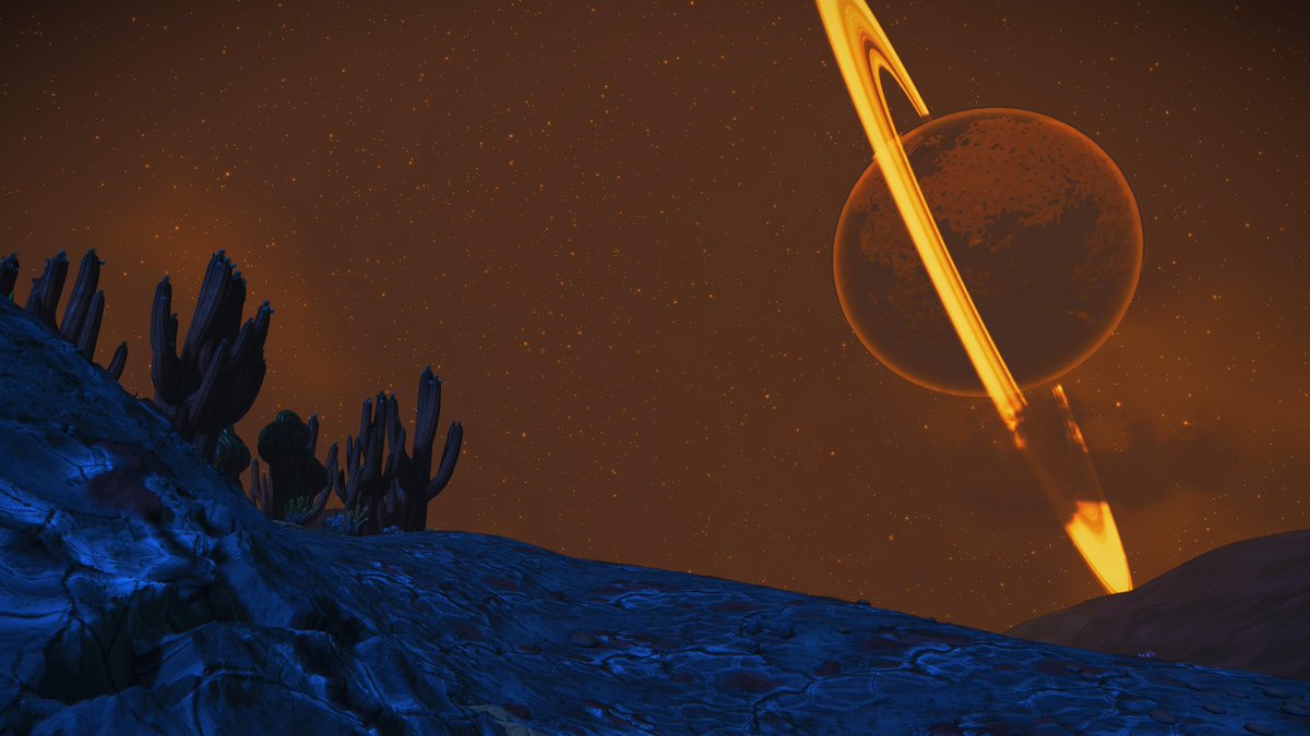 TheStAnon's tweet photo. Perfect planet to explore while listening to Midnight in the Desert with Art Bell #NMS #NoMansSky https://t.co/g5ZNIRE9xK
