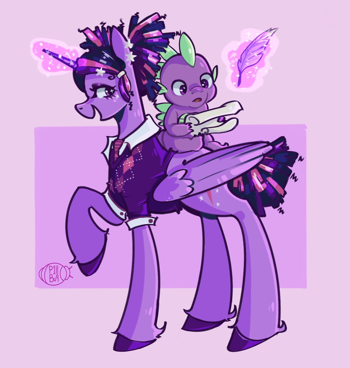 P1llBu9's tweet photo. My Twilight version w/ Spike!! ๐
Was gonna draw canon twili but I saw this hairstyle and it held me in a chokehold
Liking how I drew this so will prob keep coloring like this :))
#mlp #mlpg4 #Twilightsparkle #Mlpspike https://t.co/BCvebpyEeQ